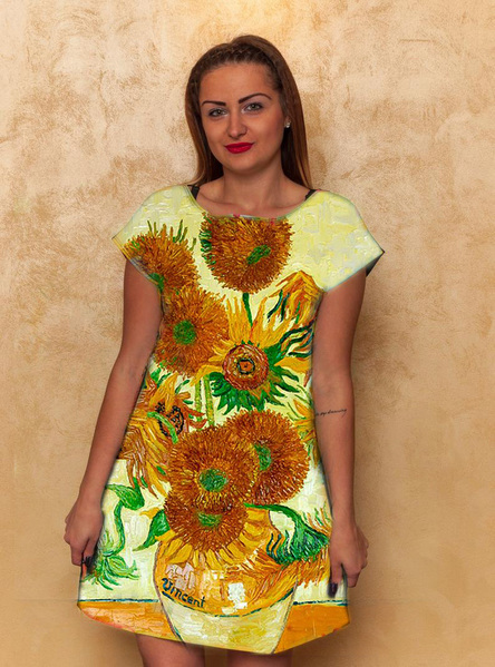 Dress with Print Sunflowers  Van Gogh