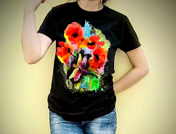 T-shirt POPPIES black