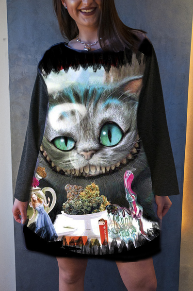 Рокля с Принт Чеширски котарак  II - дълъг ръкав