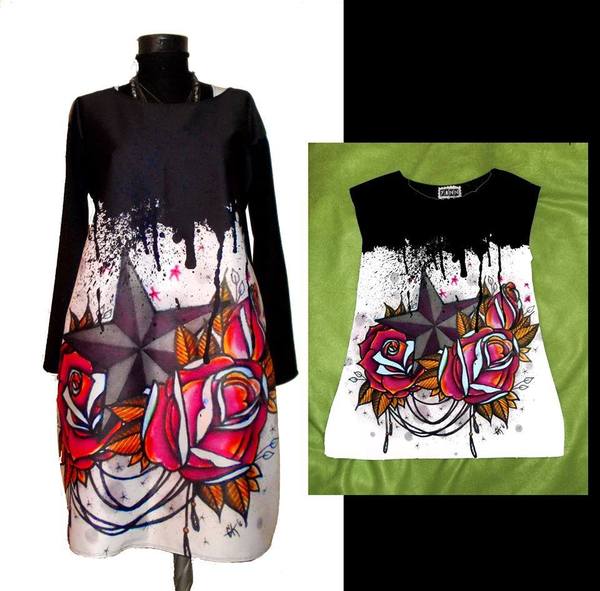 Set Dresses for Mom and Child with Print Roses and Star