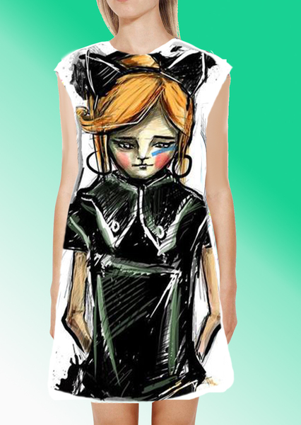 Dress with Print Girl Black Blouse