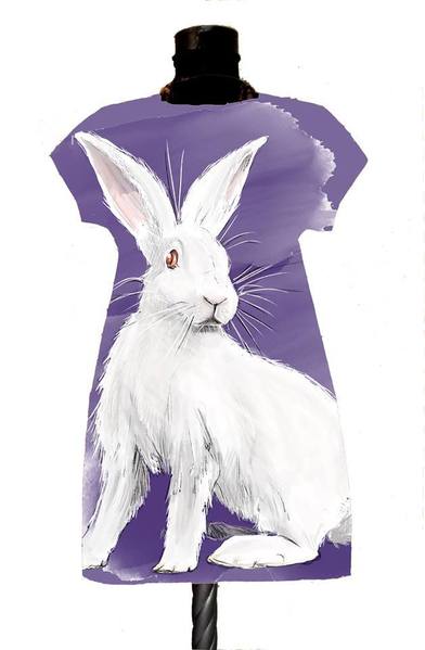 Dress With Print Rabbit With Purple