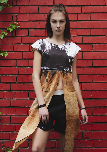 Tunic with Print and Linen