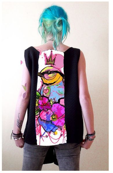 Vest with  Print Pink Bird