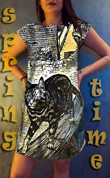 Dress with Print lovely cat by Brothers Grimm