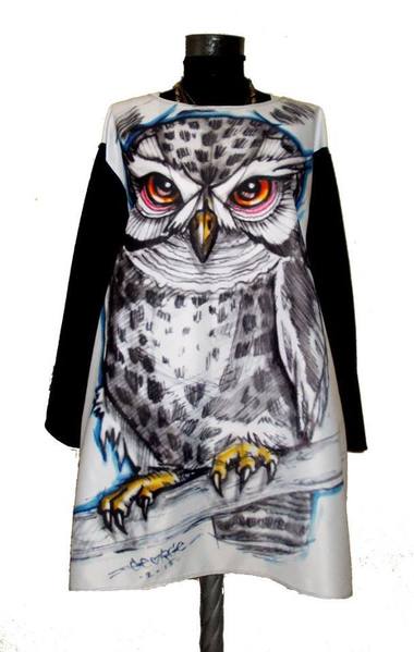 Dress with Print Owl - long sleeve