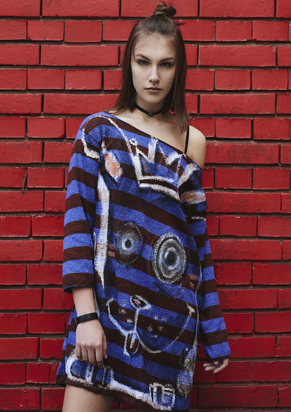 Blouse with Hand-painted  Crazy Rabbit