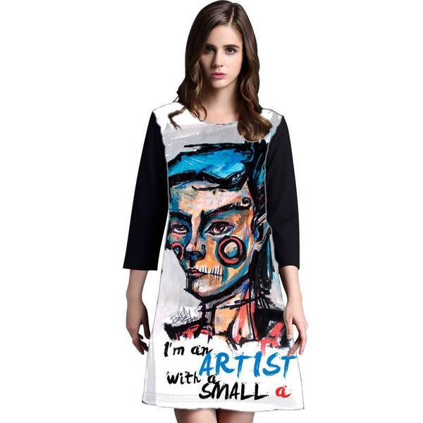Dress with Print Artist - long sleeve