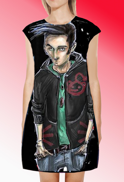 Dress with Print Boy Dark Hair