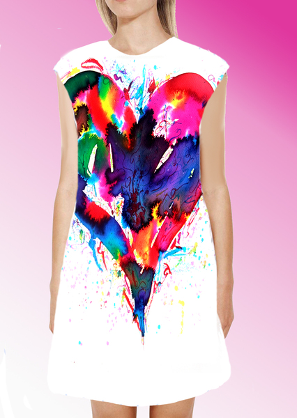 Dress with Print Heart In blue