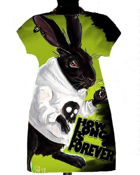 Рокля с  Принт Black Rabbit -  How Long is Forever