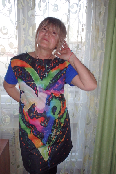  Black Dress with Print Colorful  Heart 