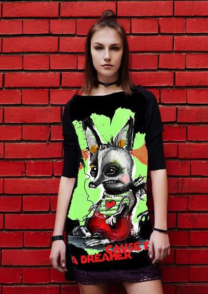 Рокля с принт -  I am a Dreamer 