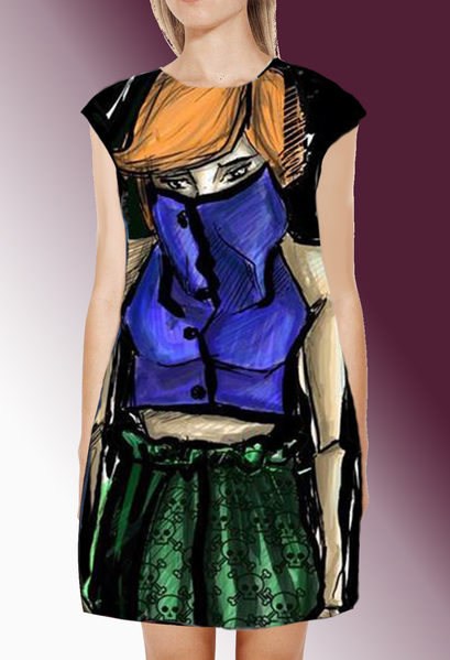 Dress with Print Girl Blue Blouse