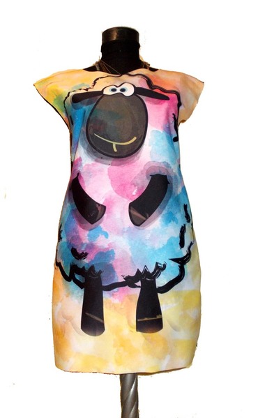 Dress with Print Funny Sheep
