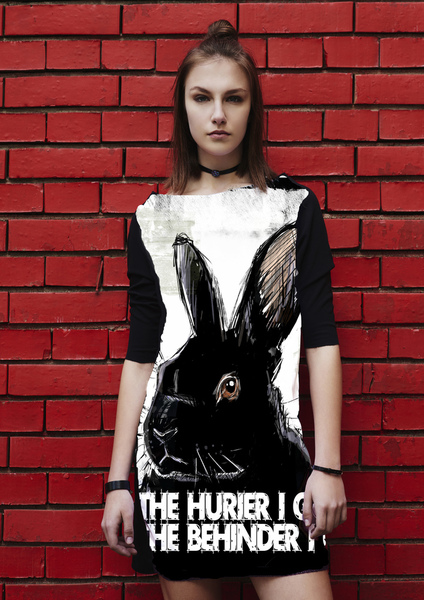 Dress Black Rabbit  -  long sleeves