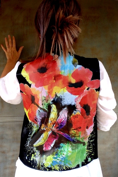 Vest with Print poppies